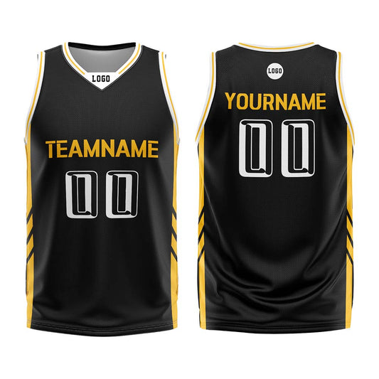 Custom Black Yellow Basketball Jersey Uniform Suit Printed Your Logo Name Number