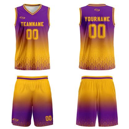 Custom Purple Yellow Gradient Basketball Jersey Uniform Suit Printed Your Logo Name Number