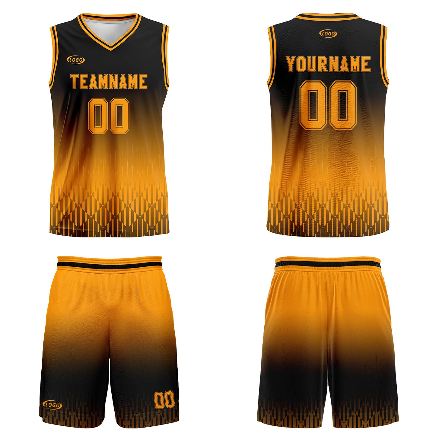 Custom Black Orange Gradient Basketball Jersey Uniform Suit Printed Your Logo Name Number