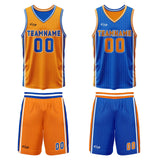 Custom Orange Blue Reversible Basketball Suit for Adults and Kids Personalized Jersey