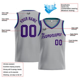 Custom Stitched Basketball Jersey for Men, Women  And Kids Gray-Purple-Teal