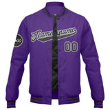 Custom Varsity Jacket Letterman jacket for Men, Women and Youth Purple Grey