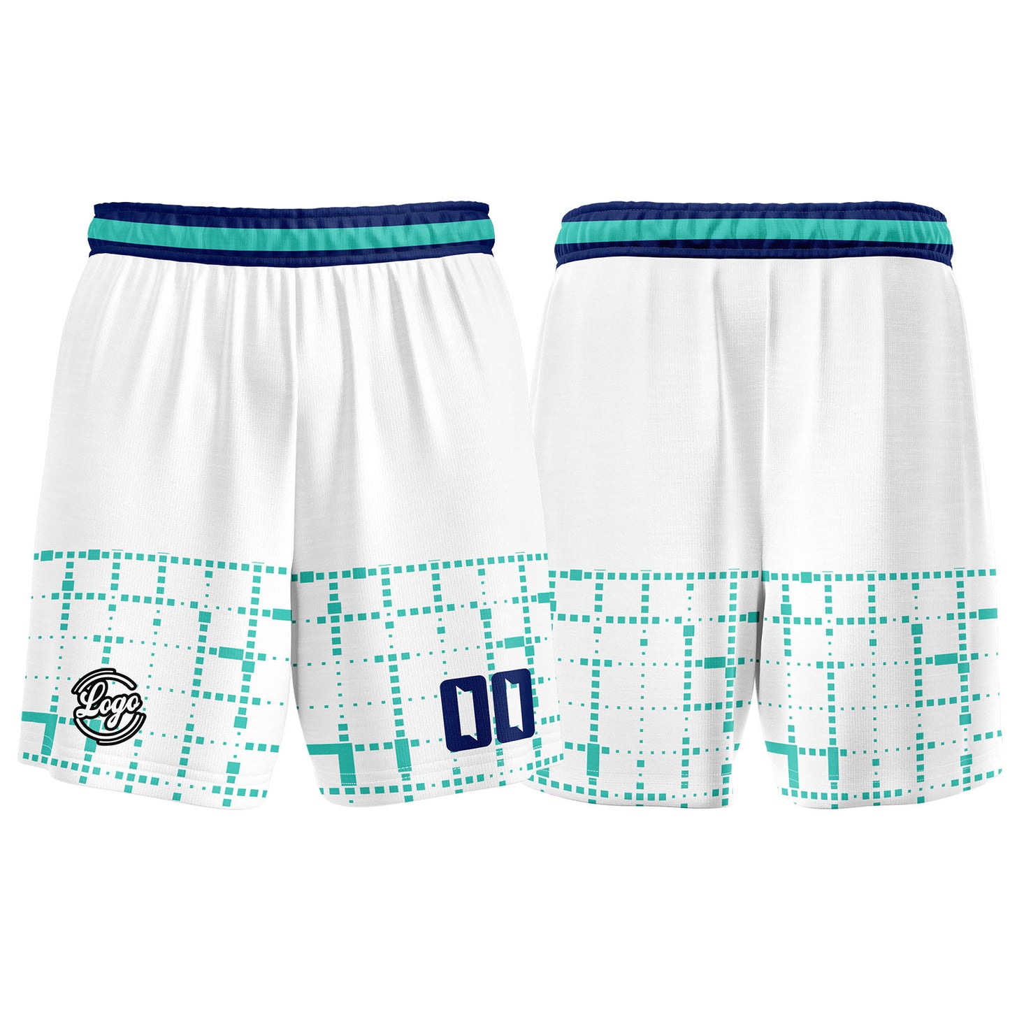 Custom White Teal Navy Basketball Jersey Uniform Suit Printed Your Logo Name Number