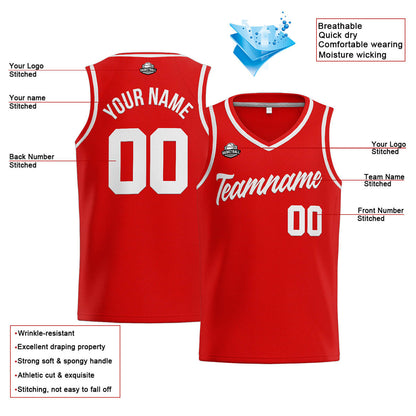 Custom Stitched Basketball Jersey for Men, Women  And Kids Red-White