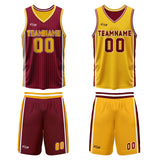 Custom Red Yellow Reversible Basketball Suit for Adults and Kids Personalized Jersey