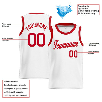 Custom Stitched Basketball Jersey for Men, Women And Kids White-Red