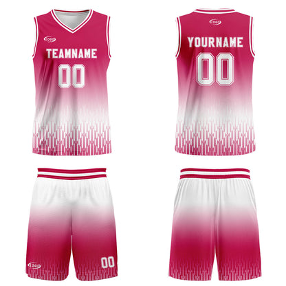 Custom Red White Gradient Basketball Jersey Uniform Suit Printed Your Logo Name Number