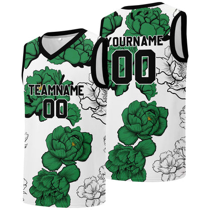 Custom basketball jersey for men and women. Stitched and printed name, number and logo Green