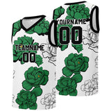 Custom basketball jersey for men and women. Stitched and printed name, number and logo Green