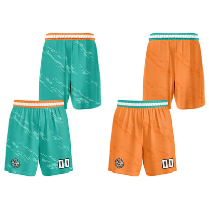Custom Teal Orange Reversible Basketball Suit for Adults and Kids Personalized Jersey