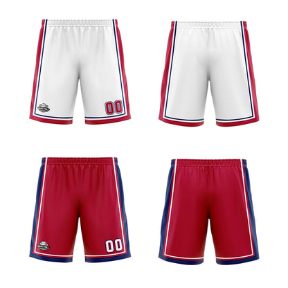 Custom White Red Navy Reversible Basketball Suit for Adults and Kids Personalized Jersey