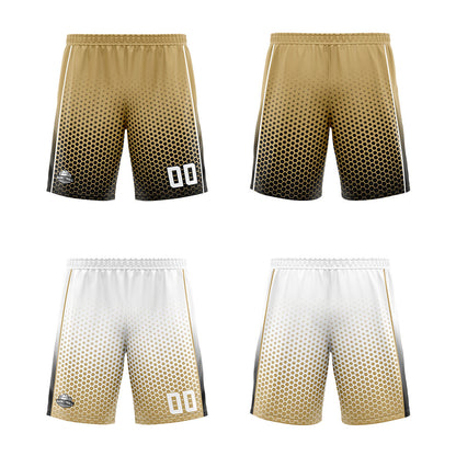 Custom Old Gold Black White Reversible Basketball Suit for Adults and Kids Personalized Jersey