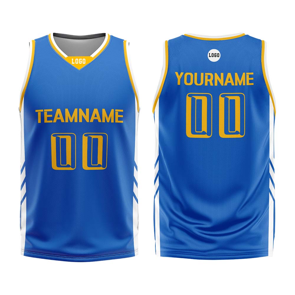 Custom Blue Yellow Basketball Jersey Uniform Suit Printed Your Logo Name Number