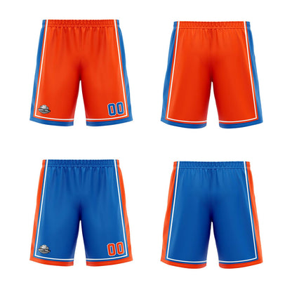 Custom Orange Blue White Reversible Basketball Suit for Adults and Kids Personalized Jersey