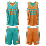 Custom Cyan Orange Reversible Basketball Suit for Adults and Kids Personalized Jersey