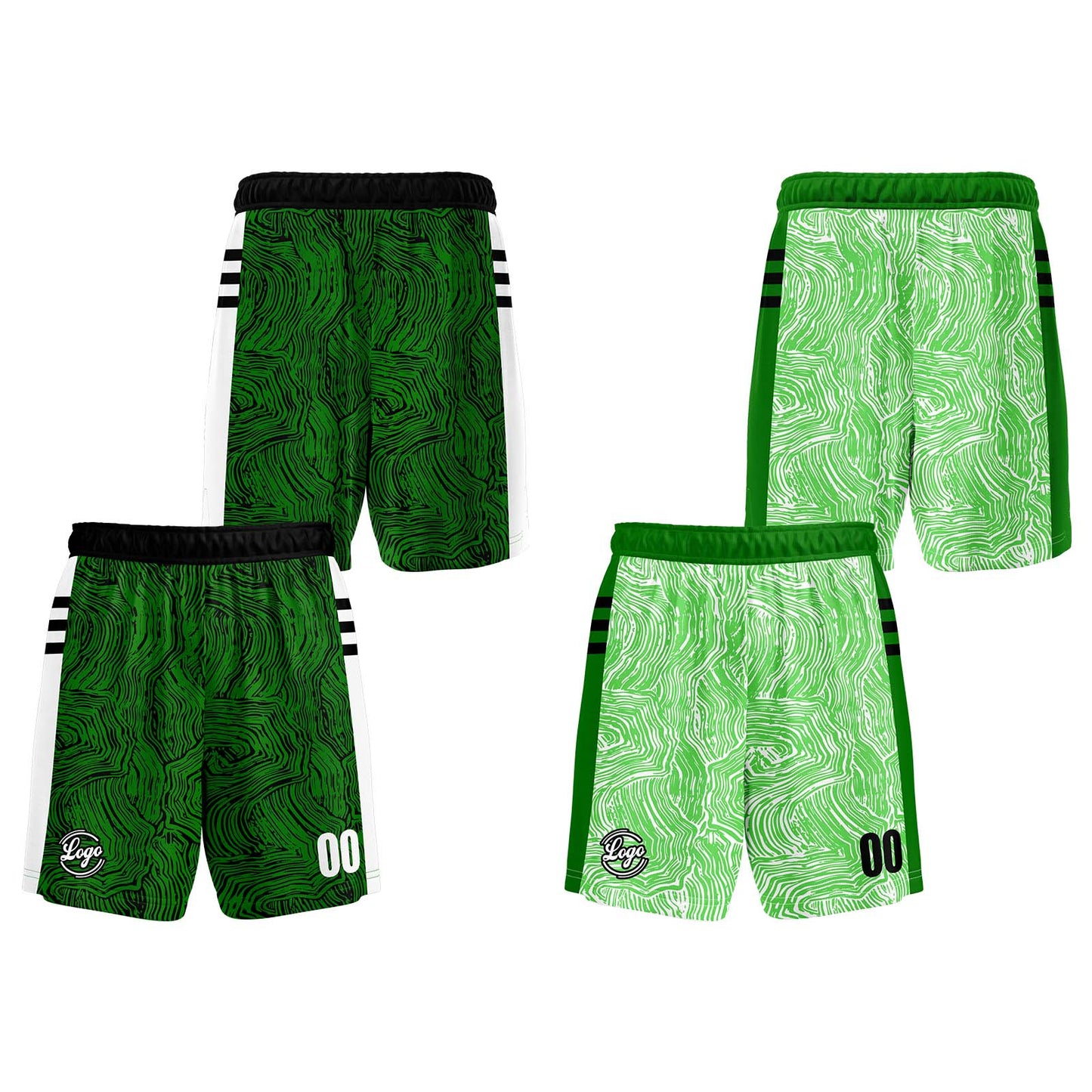 Custom Black Green Reversible Basketball Suit for Adults and Kids Personalized Jersey