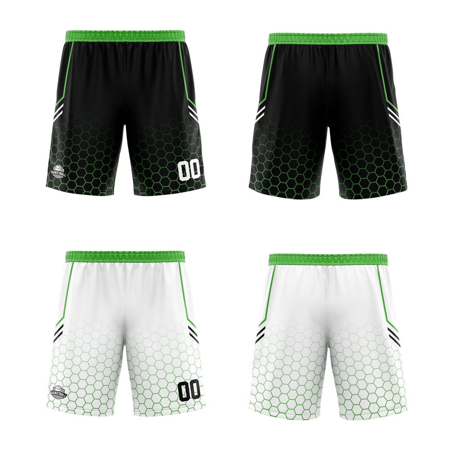 Custom Black Green Reversible Basketball Suit for Adults and Kids Personalized Jersey