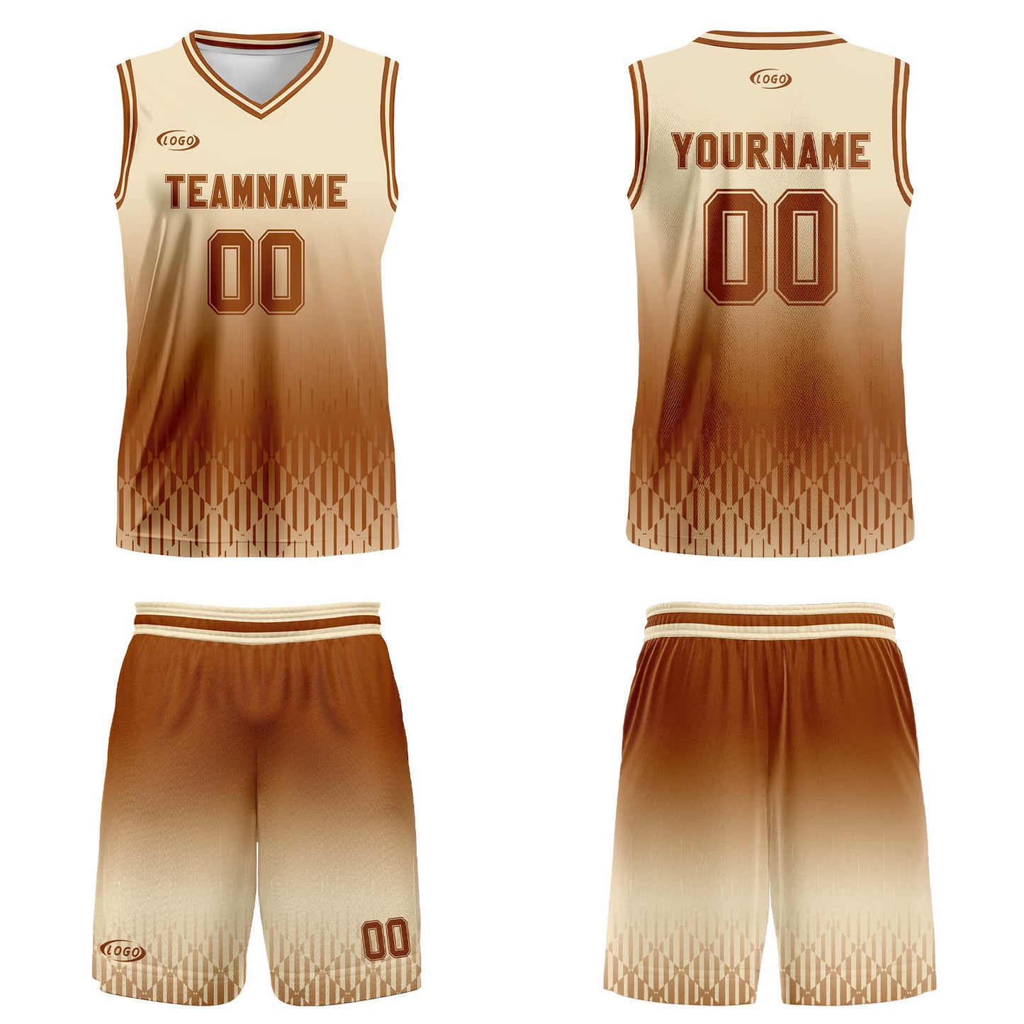 Custom Beige Brown Gradient Basketball Jersey Uniform Suit Printed Your Logo Name Number