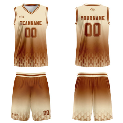 Custom Beige Brown Gradient Basketball Jersey Uniform Suit Printed Your Logo Name Number