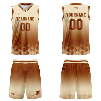 Custom Beige Brown Gradient Basketball Jersey Uniform Suit Printed Your Logo Name Number