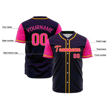 Custom Dark Purple Pink Hip Hop Baseball Jersey Stitched Printed - Personalized Name Number Shirts #BB-0919-0058