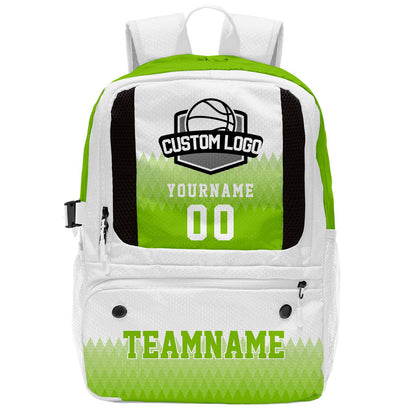 Custom White Basketball Soccer Backpack Personalized Player Names - Numbers & Team Logo #150-BP-0914-0029
