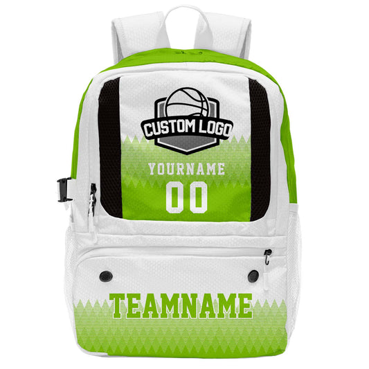 Custom White Basketball Soccer Backpack Personalized Player Names - Numbers & Team Logo #150-BP-0914-0029