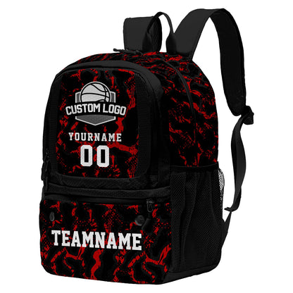 Custom Red Black Basketball Soccer Backpack Personalized Player Names - Numbers & Team Logo #150-BP-0914-0018