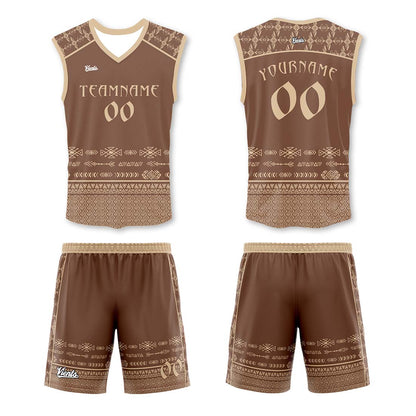 Custom Brown Black Thin Strap Basketball Jersey, Breathable Mesh Training Uniform for Adults & Youth