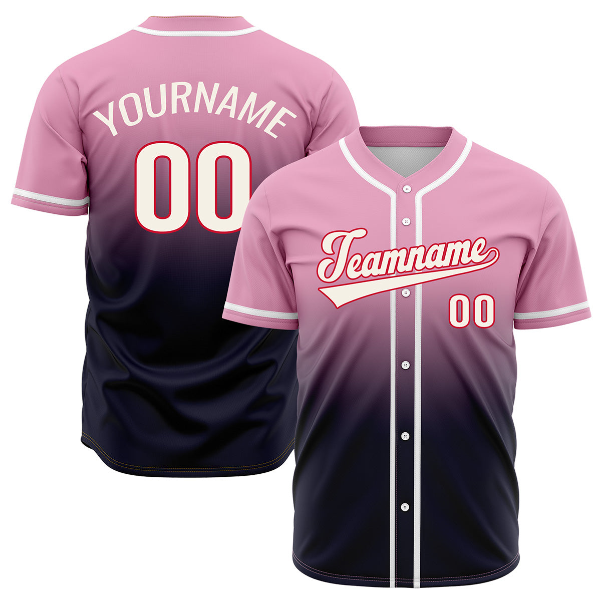 Custom Pink Black Hip Hop Baseball Jersey Stitched Printed - Personalized Name Number Shirts #BB-0919-0082