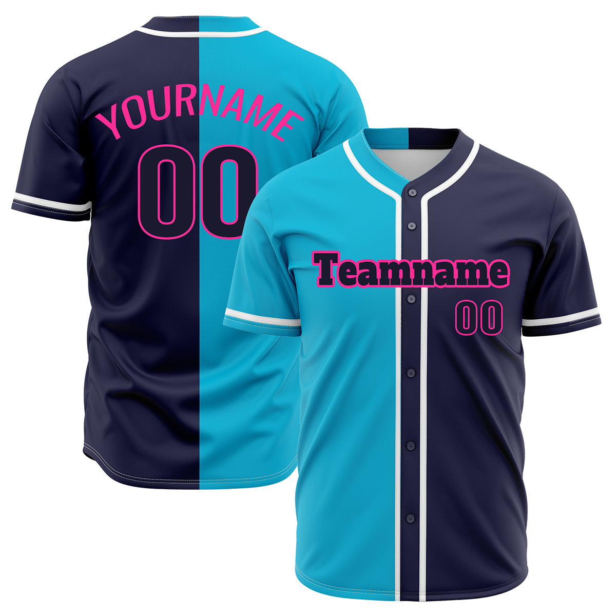 Custom Dark Blue Cyan Hip Hop Baseball Jersey Stitched Printed - Personalized Name Number Shirts #BB-0919-0047