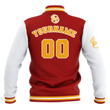 Custom Red White Yellow Waterproof Varsity Jackets Personalized Stitched Name Number Logo to Letterman Jackets