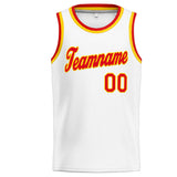 Custom Stitched Basketball Jersey for Men, Women And Kids White-Red-Yellow