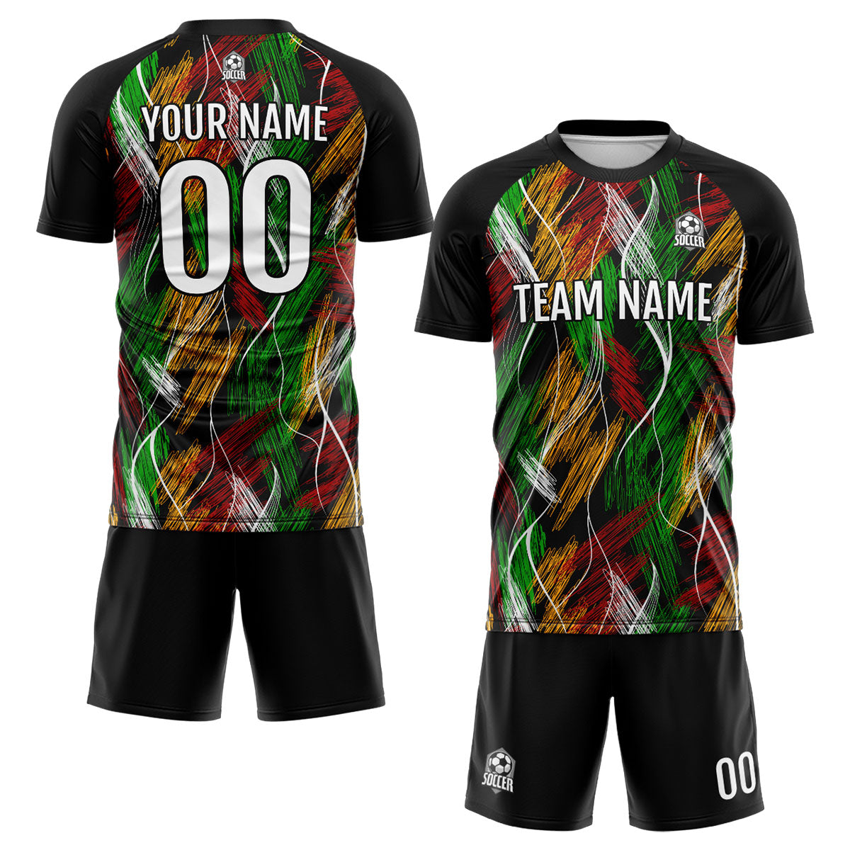 Custom Black Orange Uniform Jersey Kids Adults Personalized Set Jersey Shirt
