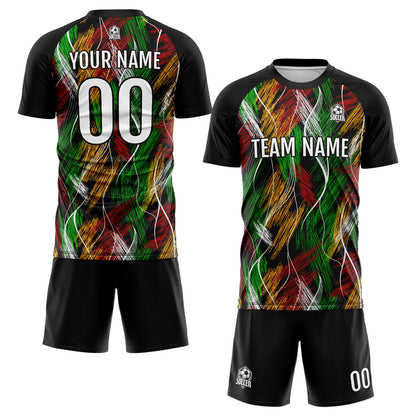 Custom Black Orange Uniform Jersey Kids Adults Personalized Set Jersey Shirt