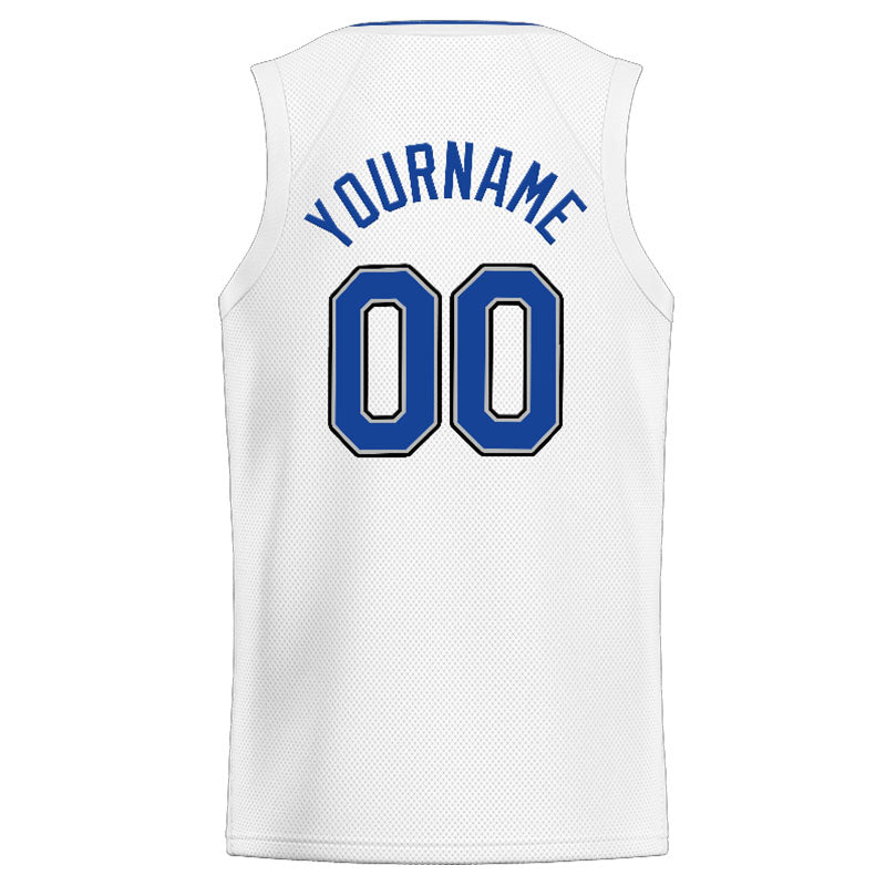 Custom Stitched Basketball Jersey for Men, Women And Kids White-Royal-Gray-Black