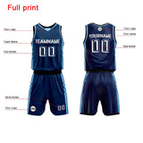 Custom Navy Basketball Jersey Uniform Suit Printed Your Logo Name Number