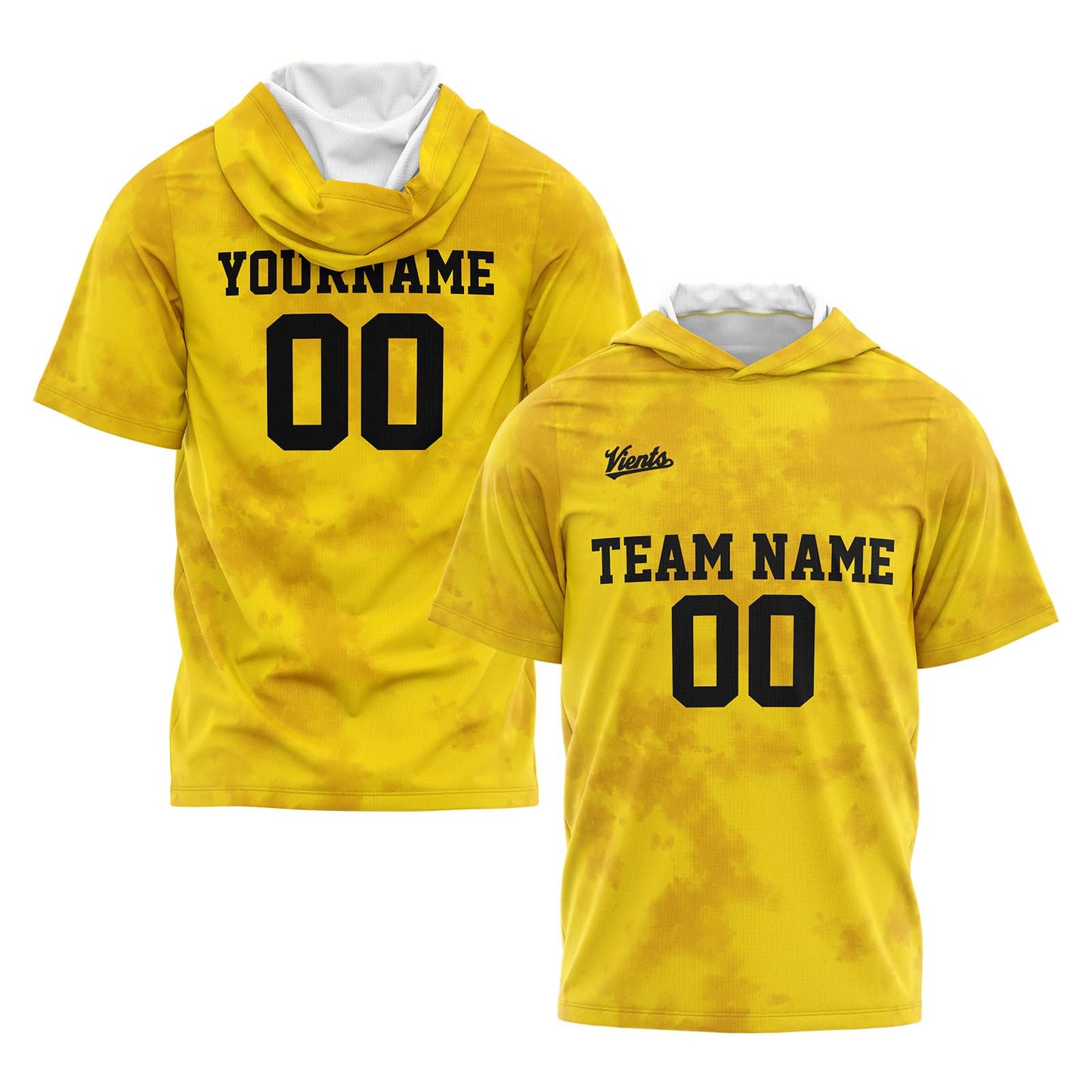 Custom Yellow Short Sleeve Hoodies for Men Women Shirts with Hoods Printed Name Logo