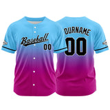 Custom Full Print Design  Baseball Jersey Light Blue&Pink Purple