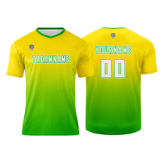 Custom Yellow Green Uniform Jersey Kids Adults Personalized Set Jersey Shirt