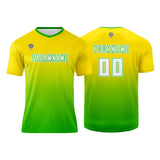 Custom Yellow Green Uniform Jersey Kids Adults Personalized Set Jersey Shirt