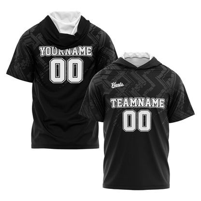 Custom Grey Black Short Sleeve Hoodies for Men Women Shirts with Hoods Printed Name Logo