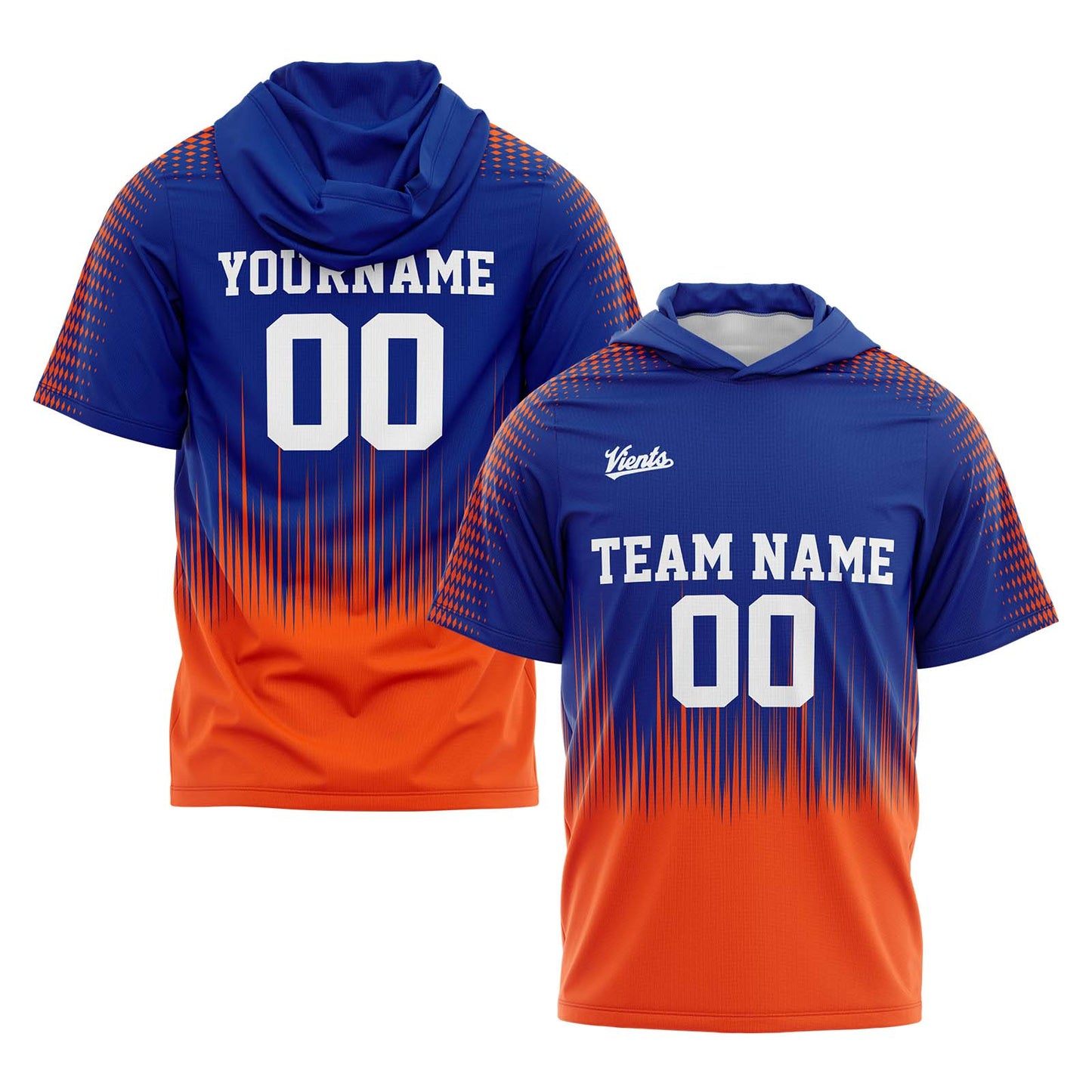 Custom Royal Orange Short Sleeve Hoodies for Men Women Shirts with Hoods Printed Name Logo