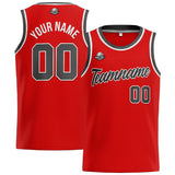Custom Stitched Basketball Jersey for Men, Women  And Kids Red-Dark Gray