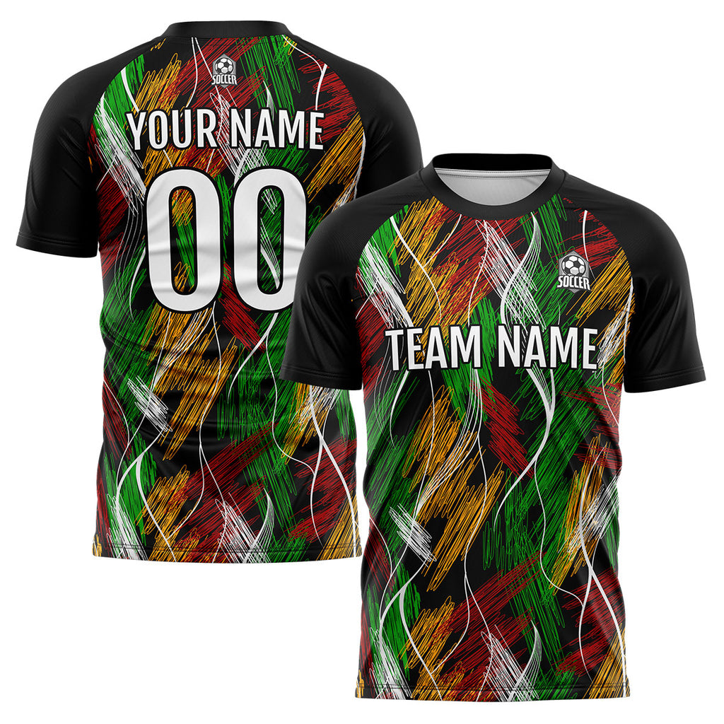 Custom Black Orange Uniform Jersey Kids Adults Personalized Set Jersey Shirt