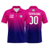 Custom Fuchsia Navy Football Gradient Polo Shirts  Add Your Unique Logo/Name/Number