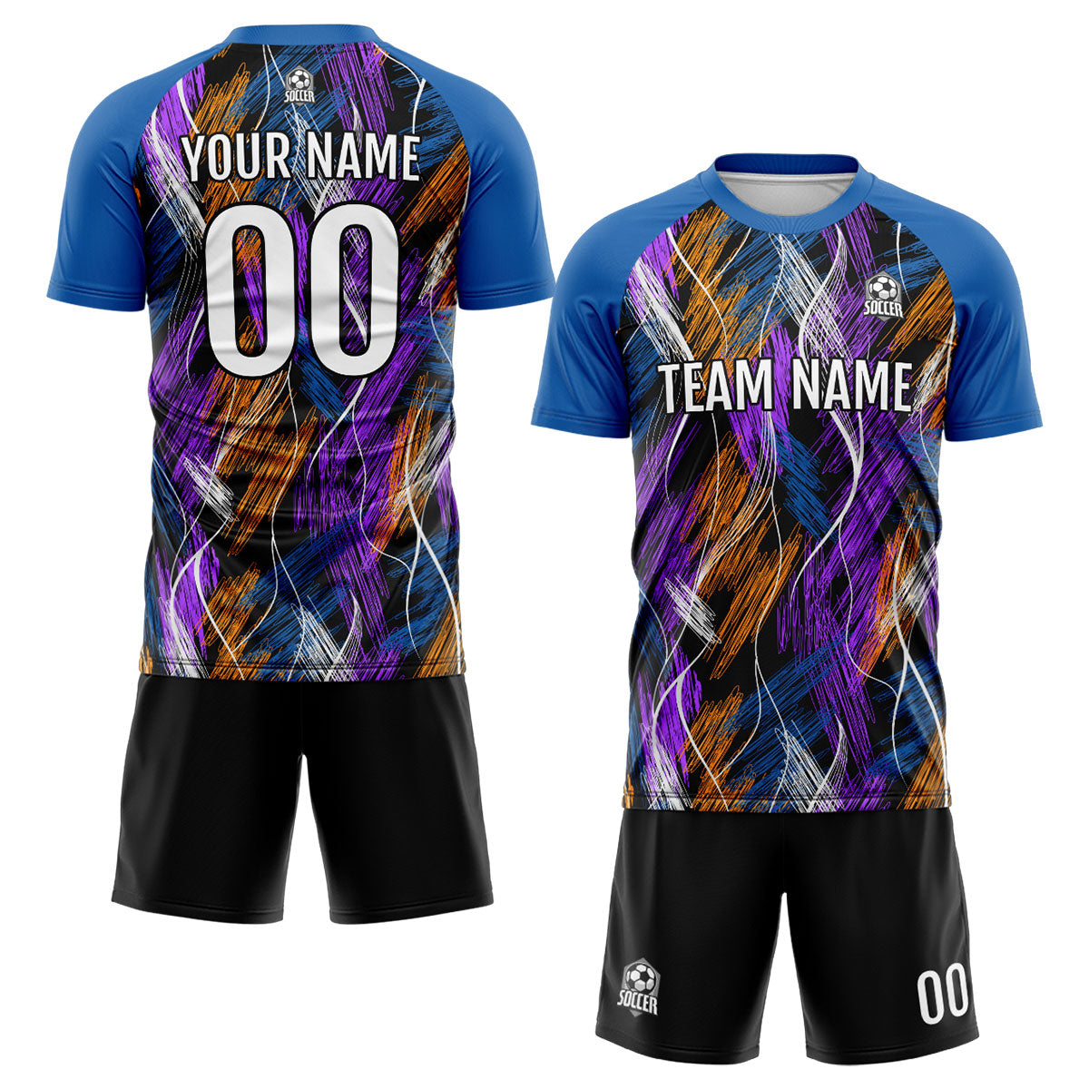 Custom Black Blue Uniform Jersey Kids Adults Personalized Set Jersey Shirt
