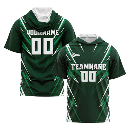 Custom Drak Green Short Sleeve Hoodies for Men Women Shirts with Hoods Printed Name Logo