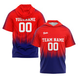 Custom Red Navy Short Sleeve Hoodies for Men Women Shirts with Hoods Printed Name Logo