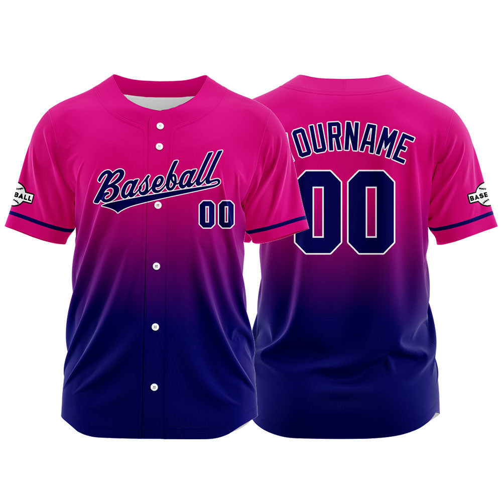 Custom Full Print Design  Baseball Jersey Fuchsia&Navy